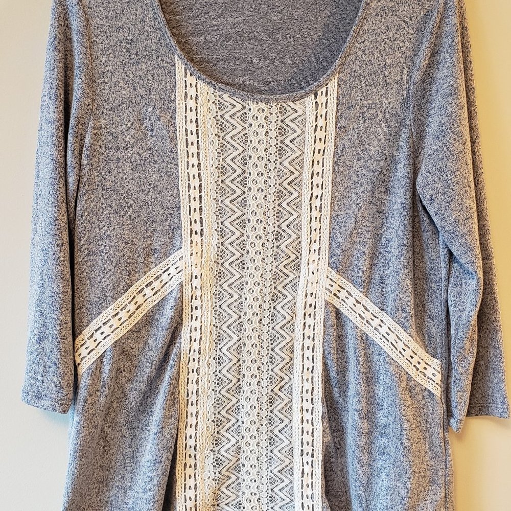 Blue Lightweight White Lace Sweater